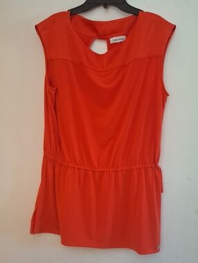 Calvin Klein Bright Orange Sleeveless Tunic with Keyhole